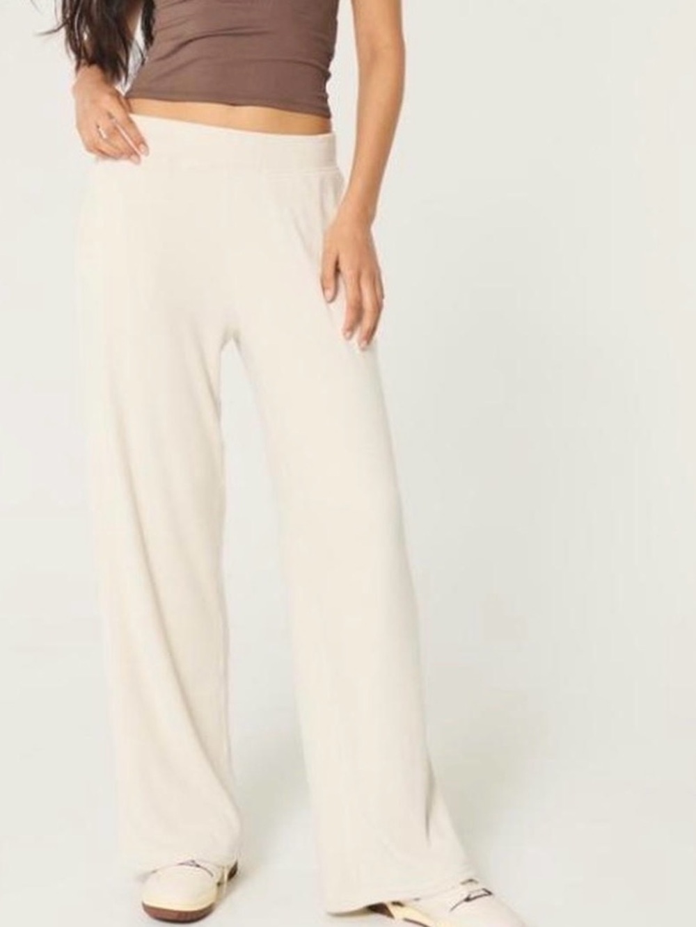 Hollister Cream Wide-Leg Pull-On Pants